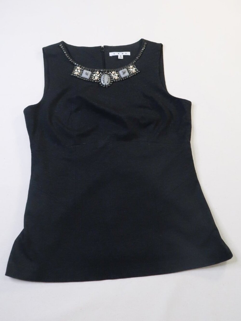 Cabi Black Sleeveless Jewel-Neck Top